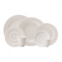 Jogo Para Jantar 42 Peças Cha e Cafe Waves Porcelana Schmidt